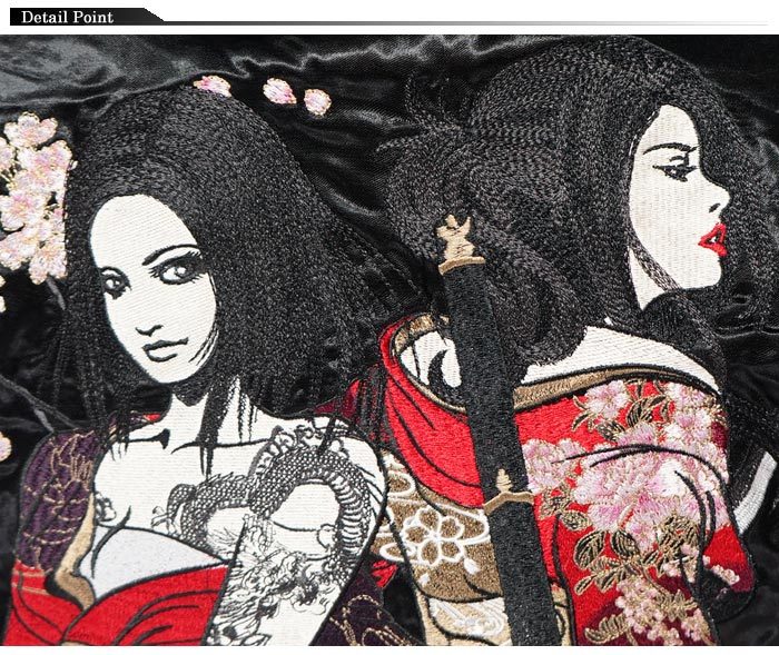 絡繰魂 抜刀娘 バットウムスメ 和柄 スカジャン メンズ リバーシブル