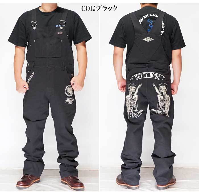 黒 オーバーオール・つなぎ ベティ・ブープ BRAVEMAN THE コラボ ベティ・ブープ ブレイブマン BOOP BRAVEMAN×BETTY パンツ