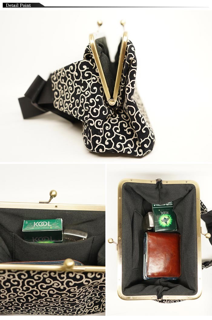 オスティアジャパン コロモ 【衣】　レザーガマ口バッグ がま口 2WAYバッグ 本革 レザー ハンドバッグ ショルダーバッグ 斜