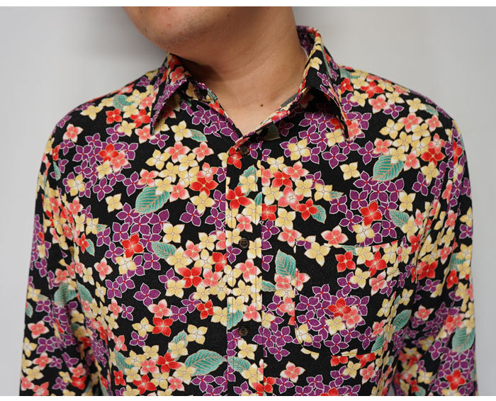 衣櫻 ころもざくら 和柄 長袖シャツ 日本製 メンズ 二越縮緬 ジャパン