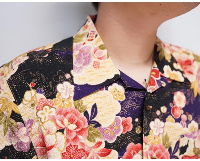 楽天市場】ゴールドラメコットン半袖アロハシャツ「孔雀」 衣櫻 SA