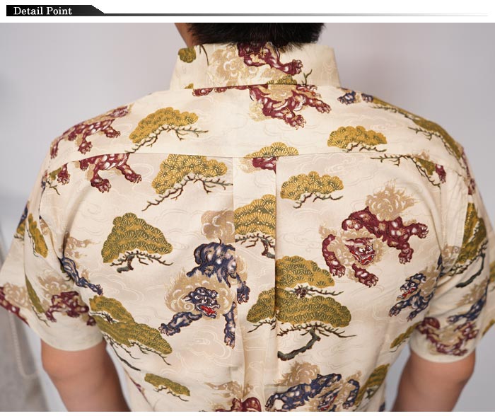 衣櫻 ころもざくら 和柄 半袖シャツ 日本製 MADE IN JAPAN メンズ レギュラーシャツ スケア生地 唐獅子 SA-1616 送料無料｜mayakasai｜04