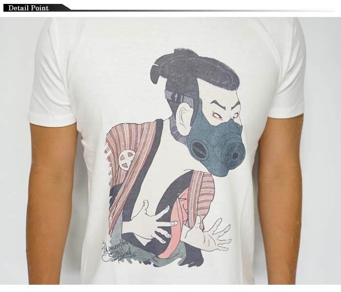 泥棒日記 オニジズ 防毒マスク 和柄Tシャツ/半袖/LA1186 : ジーンズ