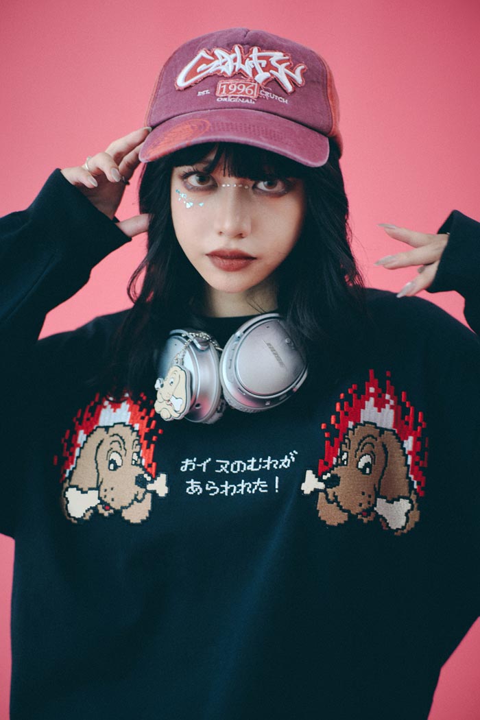 ♡ガルフィー ロングTシャツ♡ GALFY (ガルフィー) 病みに染まりしロンTee BLACK / ロック