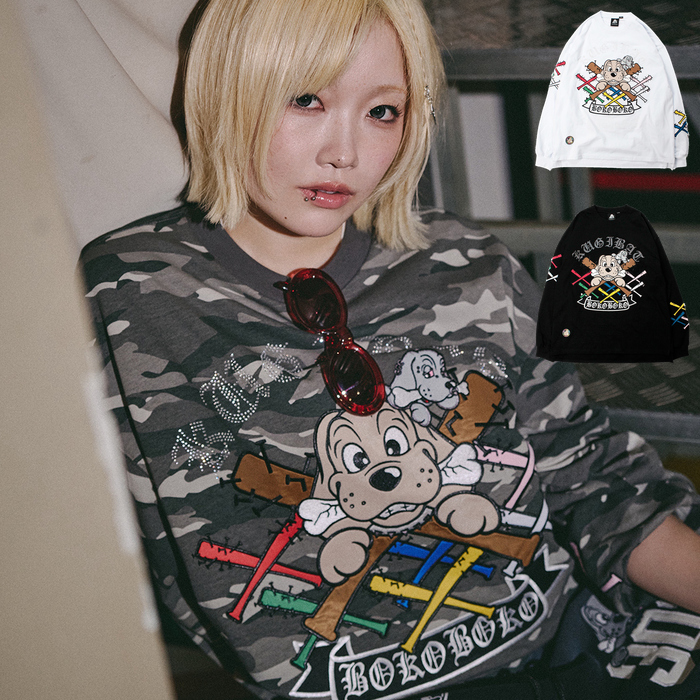 【未着用】GALFY ガルフィー　ロンT 長袖Tシャツ　メンズLサイズ　骨と犬 GALFY ガルフィー ロンT 長袖 Tシャツ メンズ レディース 釘バット