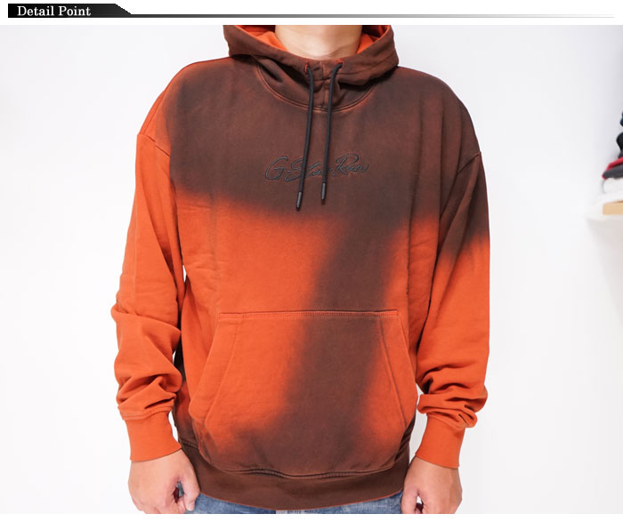 Hand Sprayed Hooded Loose Sweater, Orange