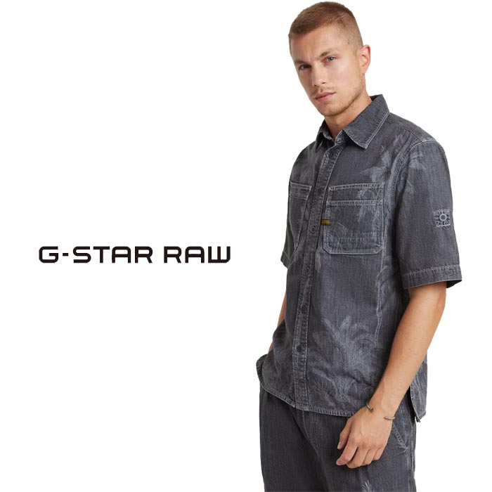 ジースター ロウ G-STAR RAW シャツ 半袖 メンズ SLANTED DOUBLE