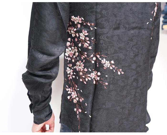 花旅楽団 ハナタビガクダン 和柄 シャツ 長袖 メンズ 桜 刺繍