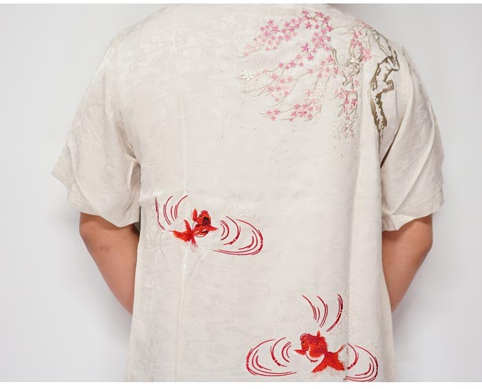 花旅楽団 ハナタビガクダン 和柄 半袖 シャツ 桜 金魚 刺繍 ジャガードシャツ SS-002 送料無料 h-ss002-200510-5p.jpg