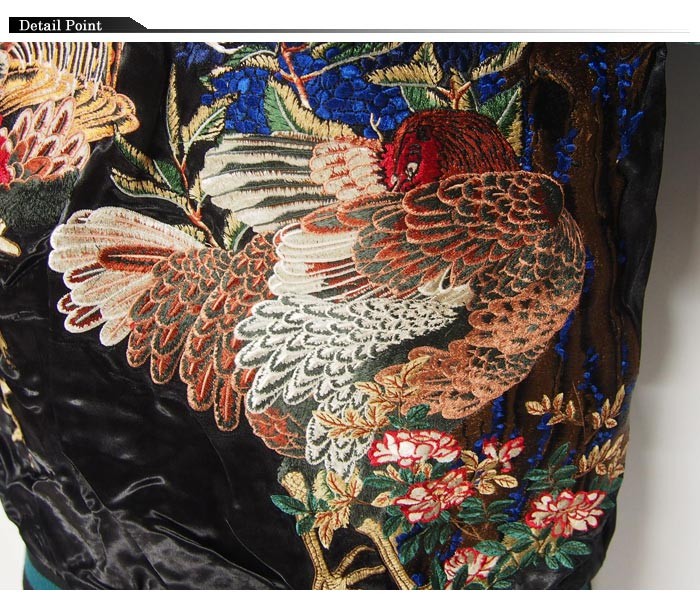花旅楽団[ハナタビガクダン] 鶏と紫陽花 刺繍 リバーシブル 和柄