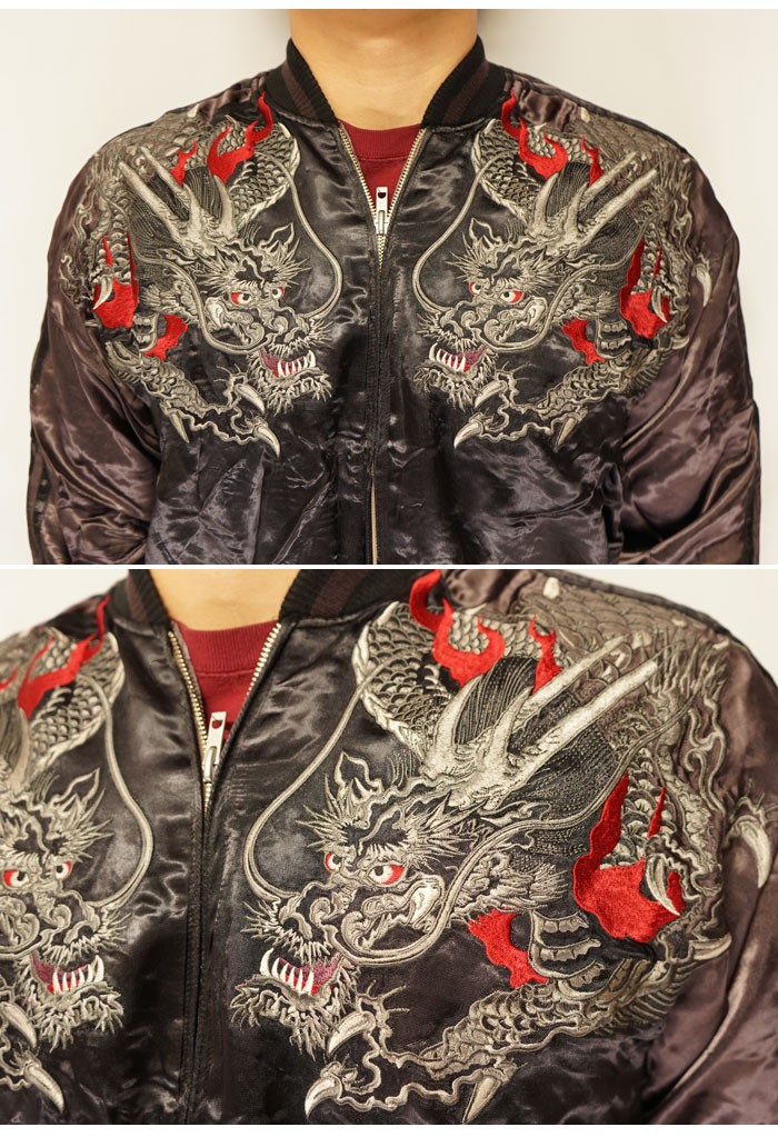 花旅楽団 SSJ-032 SCRIPT 銀雲龍刺繍スカジャン L 花旅楽団 SSJ-032 SCRIPT 銀雲龍刺繍スカジャン L 【公式通販】