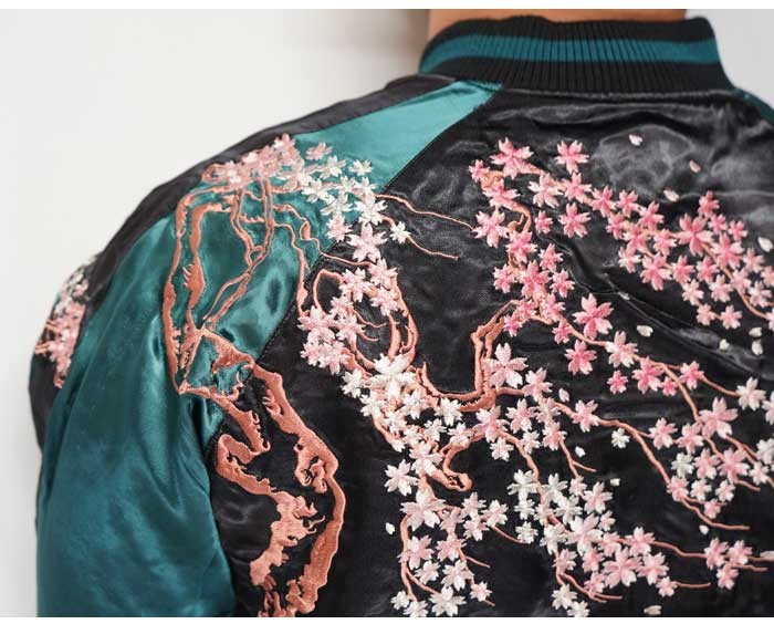 花旅楽団[ハナタビガクダン] 桜金魚 刺繍 リバーシブル 和柄