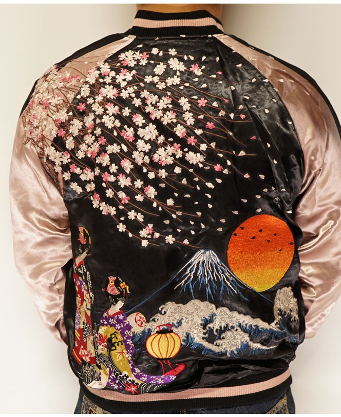 花旅楽団 ハナタビガクダン 和柄 スカジャン メンズ 総刺繍