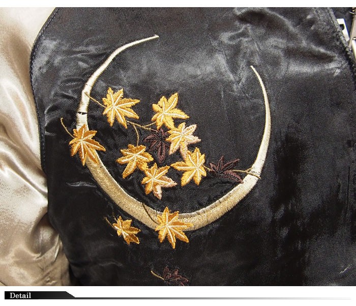 花旅楽団[ハナタビガクダン] 月紅葉狐柄 刺繍 リバーシブル 和柄