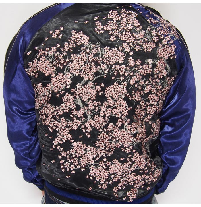花旅楽団[ハナタビガクダン] 桜 刺繍 リバーシブル 和柄スカジャン