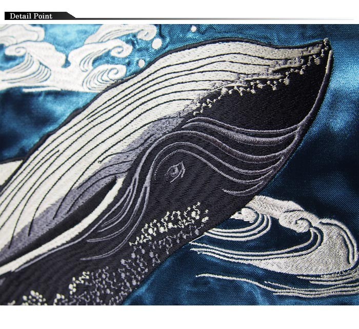 21780円を15%OFFセール JAPANESQUE[ｼﾞｬﾊﾟﾈｽｸ] 波に鯨 刺繍 リバーシブル 和柄スカジャン/3RSJ-041/送料無料 JAPANESQUE[ジャパネスク] 波に鯨 刺繍 リバーシブル 和柄スカジャン