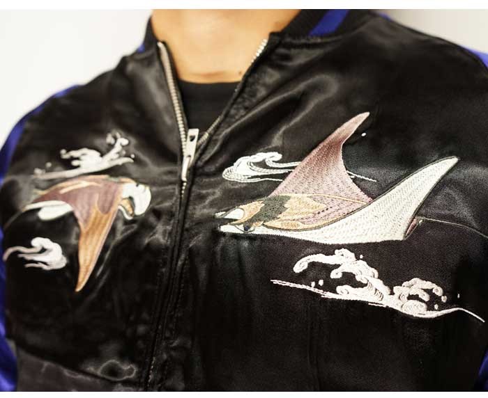 JAPANESQUE [ジャパネスク] マンタ 刺繍 波 リバーシブル 和柄