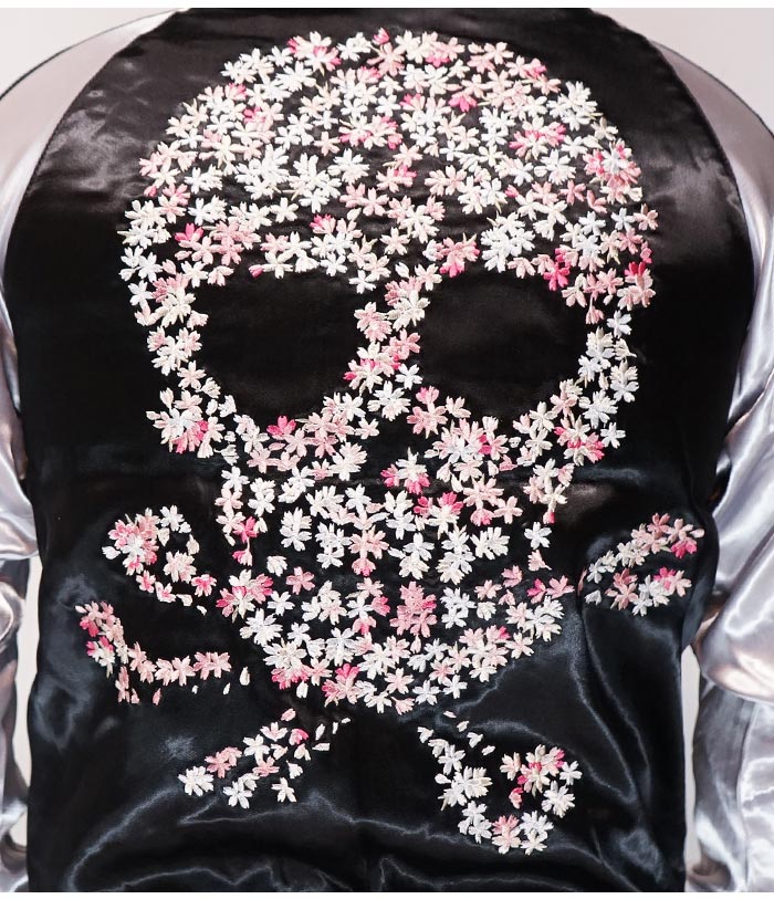 JAPANESQUE ジャパネスク 和柄 スカジャン メンズ レディース 桜髑髏