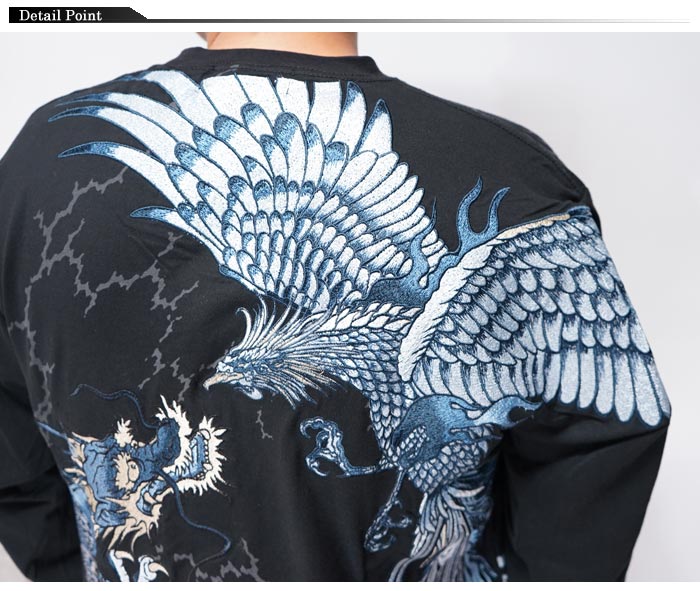 絡繰魂 カラクリダマシイ 和柄 ロング Tシャツ ロンT 長袖 メンズ 藍 