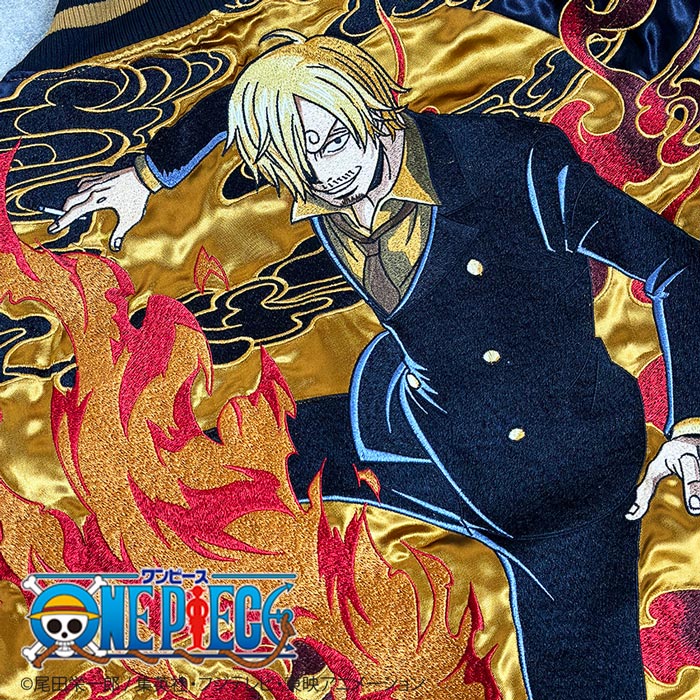 ONE PIECE× 絡繰魂 【サンジ】黒足のリバーシブルスカジャン 送料無料