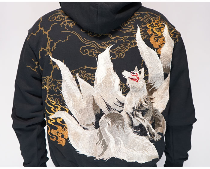 絡繰魂 カラクリダマシイ 和柄 パーカー メンズ 粋 九尾灯火 243090