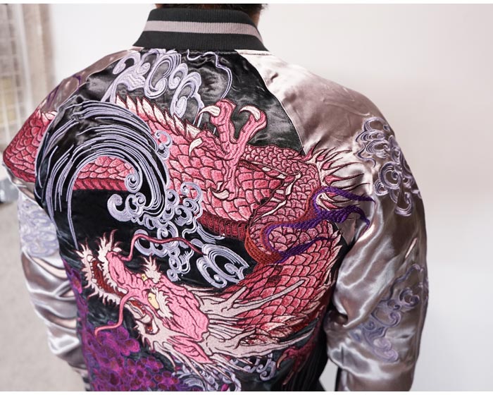 絡繰魂 カラクリダマシイ 和柄 スカジャン メンズ 総刺繍 リバーシブル