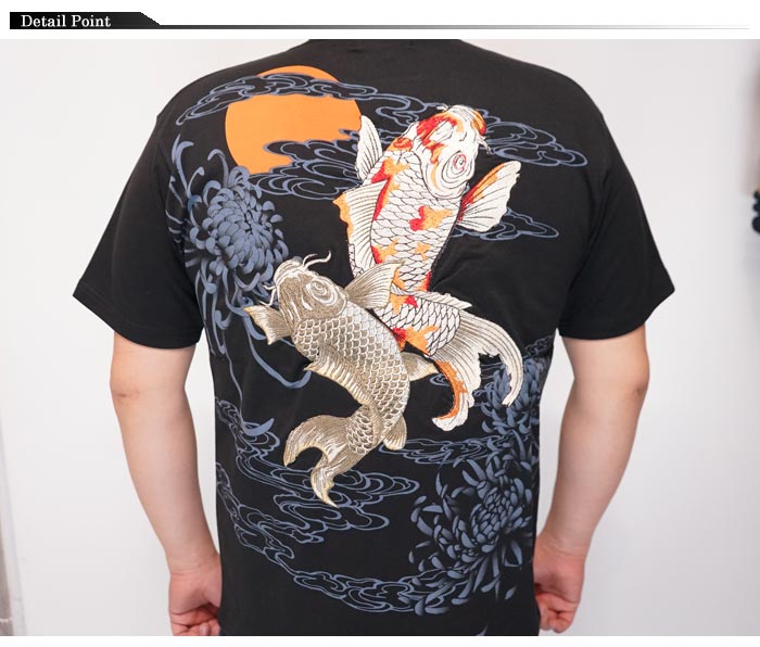 絡繰魂 カラクリダマシイ 和柄 Tシャツ メンズ 半袖 双鯉 252032 送料