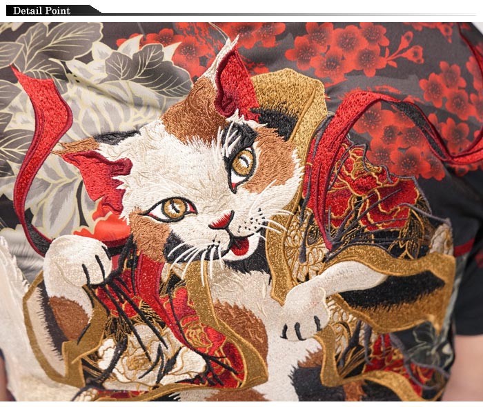 絡繰魂 カラクリダマシイ 和柄 半袖シャツ メンズ 猫又 シャツ 252039