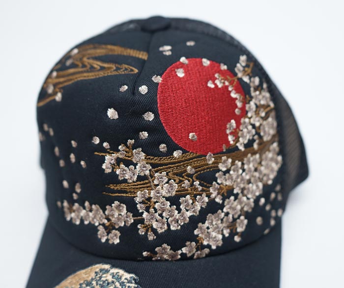 絡繰魂 カラクリダマシイ 和柄 キャップ 帽子 CAP 総刺繍 メンズ 波