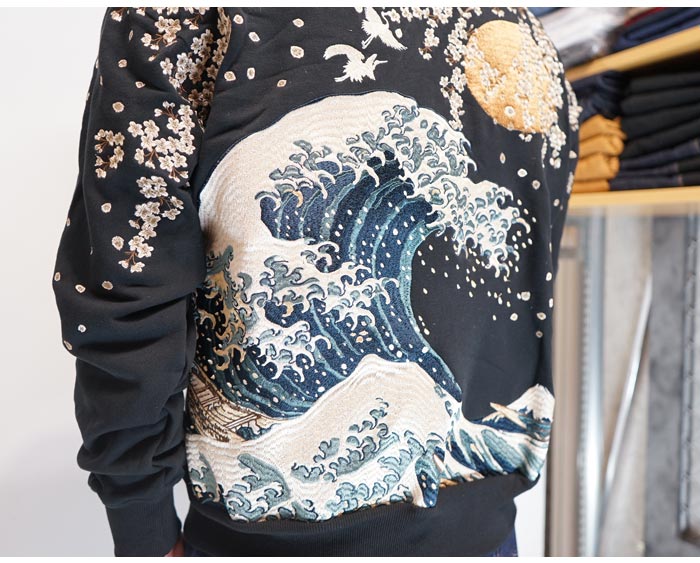 絡繰魂 カラクリダマシイ 和柄 パーカー メンズ 粋 北斎神奈川沖