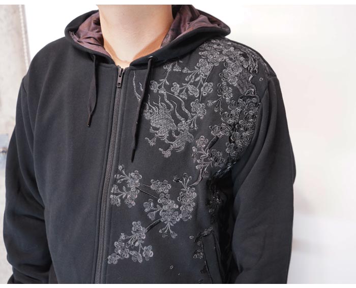 絡繰魂 カラクリダマシイ 和柄 パーカー メンズ 漆 猫又 261041 送料