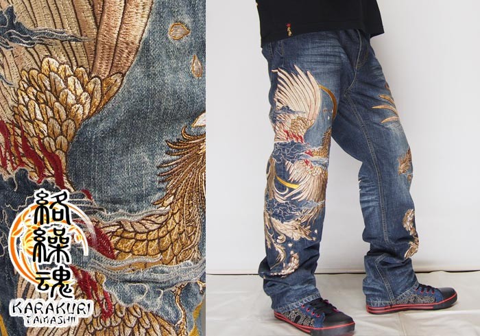 絡繰魂 絡繰魂[カラクリダマシイ] 粋 金色双鳳凰刺繍 総刺繍 三日月