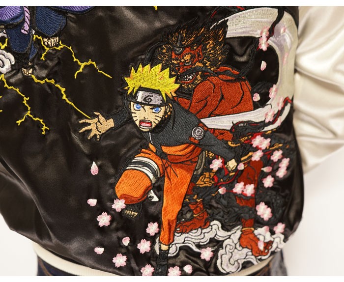 即発送可能 ナルト コラボ 和柄 スカジャン 総刺繍 華鳥風月 朧 メンズ レディース Naruto サスケ 風神 雷神 送料無料 好評 Design Tours Com