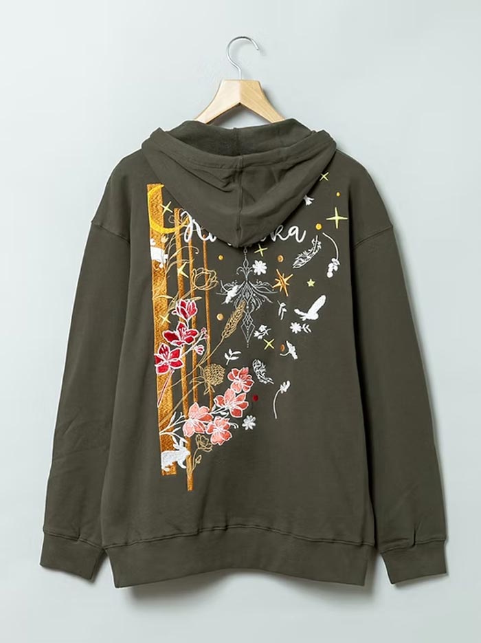 黒菟華 kurotoka 和柄 パーカー メンズ 兎 スリットアート 裏毛 ALL刺