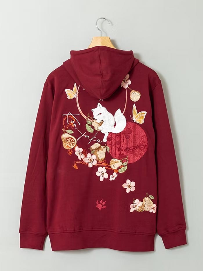 今昔 こんじゃく 狐 和柄 パーカー メンズ 妖梨の華狐 きつね 参丸一