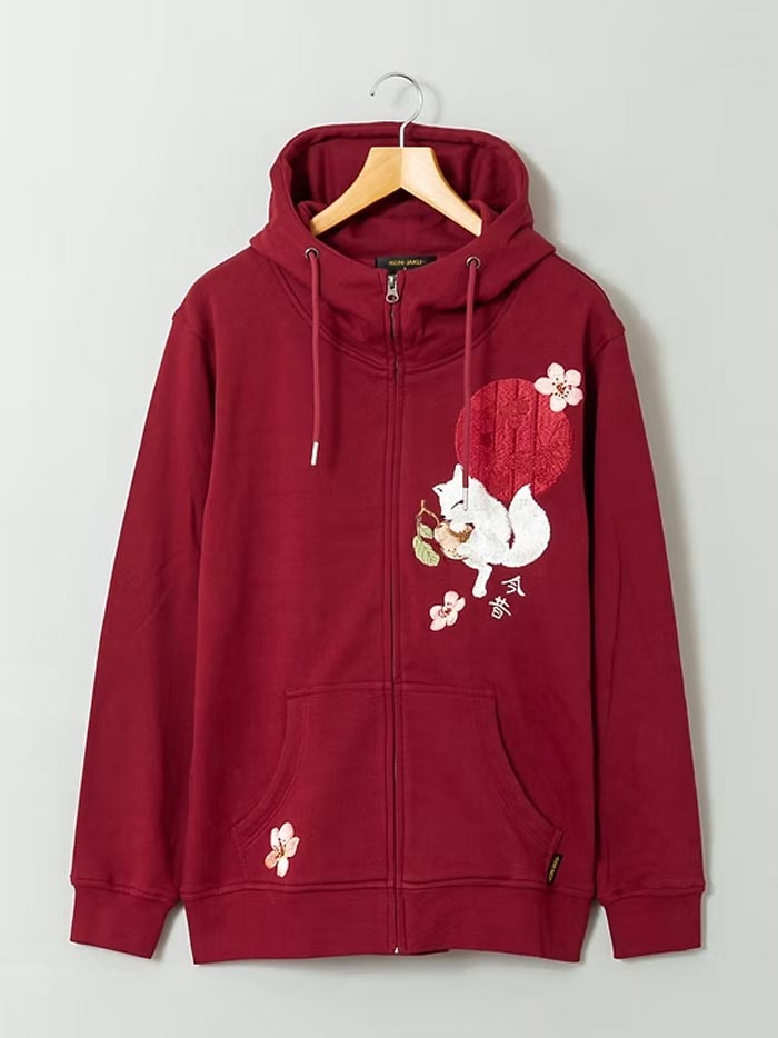 今昔 こんじゃく 狐 和柄 パーカー メンズ 妖梨の華狐 きつね 参丸一