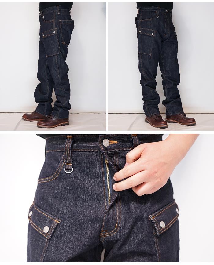 児島ジーンズ KOJIMA GENES 13oz デニム カーゴパンツ ワイド