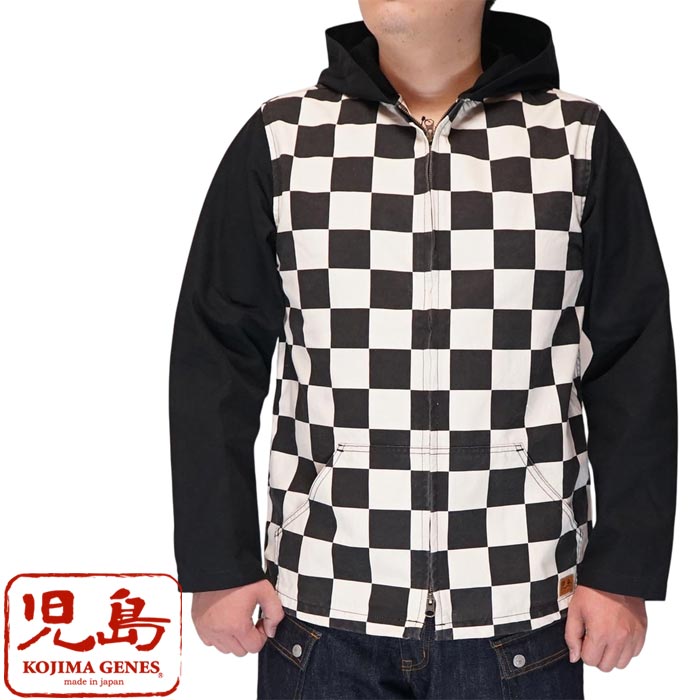 児島ジーンズ KOJIMA GENES ブロックチェック ダブルジップパーカー