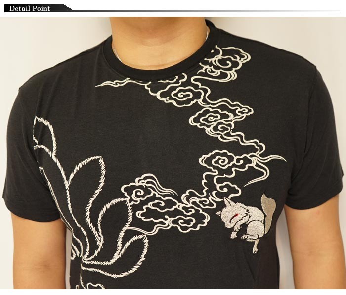 今昔 こんじゃく 狐 和柄 Tシャツ 半袖 メンズ 九尾の狐 参丸一 KJT