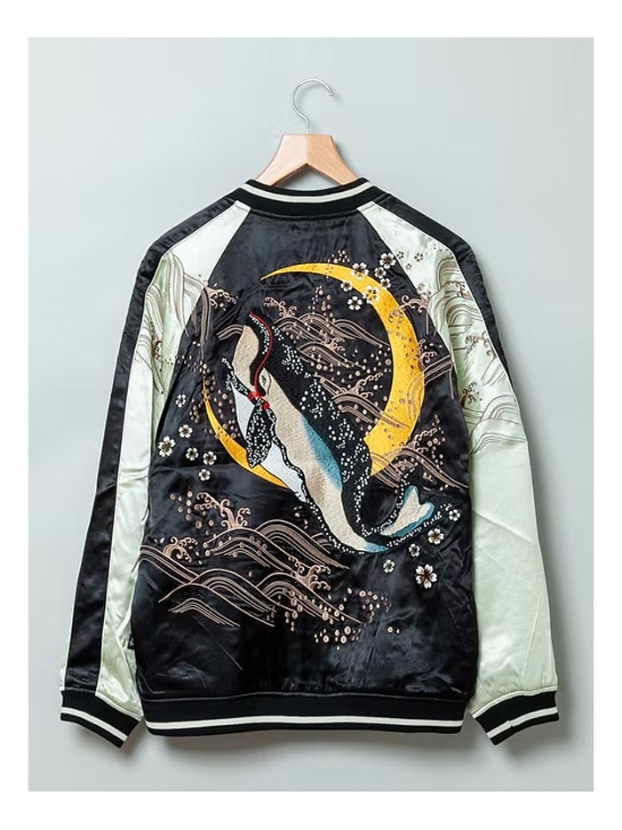 LIN 和柄 スカジャン リバーシブル メンズ 浮世絵ノ鯨 参丸一 AL-75625
