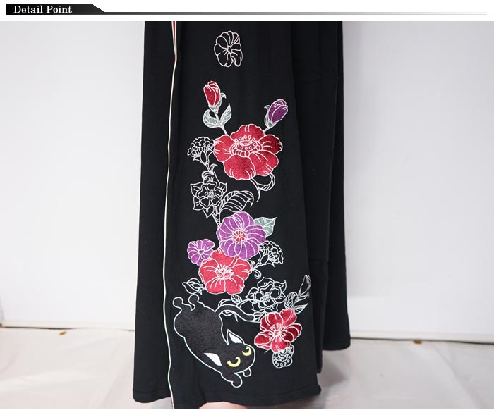 LIN 和柄 レディース スカート 黒猫のLamyとネズミのEarl ラミ＆アール