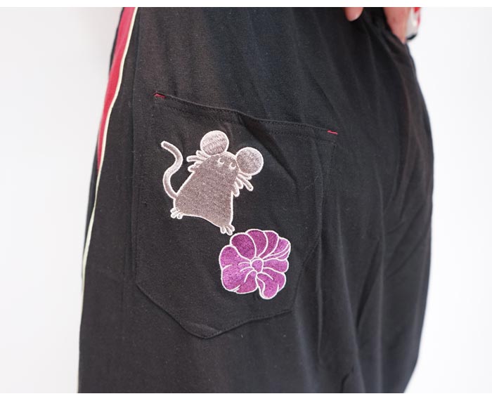 LIN 和柄 レディース スカート 黒猫のLamyとネズミのEarl ラミ＆アール