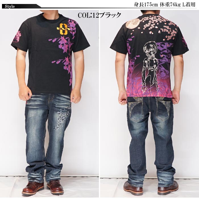 エヴァンゲリオン Evangelion 錦 コラボ 綾波 レイ Tシャツ 半袖 メンズ 523218｜mayakasai｜04