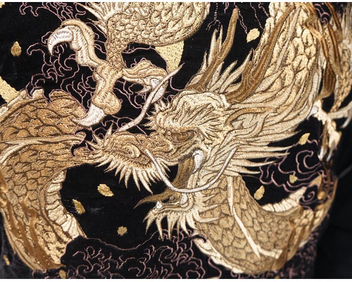 朧 おぼろ 和柄 スカジャン メンズ 華鳥風月 龍 別珍 刺繍 ユニ