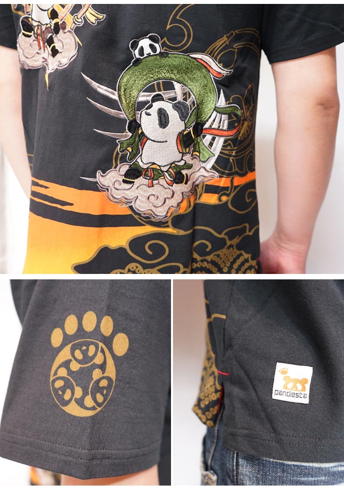 パンディエスタ PANDIESTA Tシャツ 半袖 パンダ メンズ 風雷神パンダ