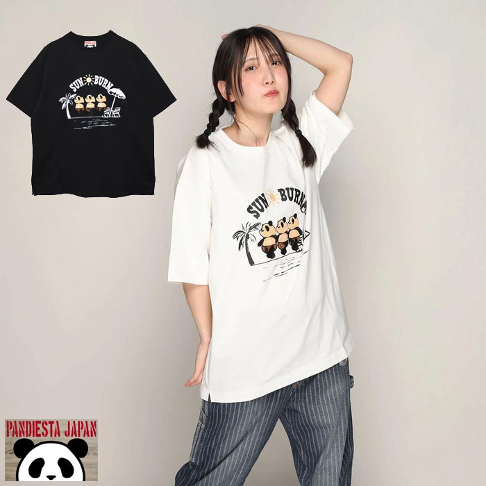 パンディエスタ PANDIESTA Tシャツ パンダ 3匹のパンダが日焼け 和柄
