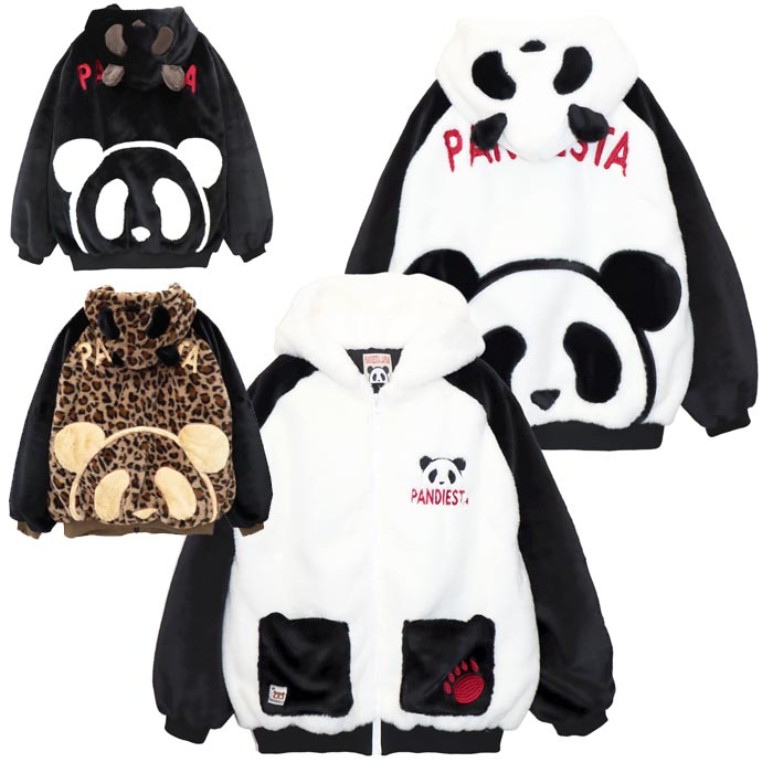 PANDIESTA パンディエスタ アウター パーカー メンズ パンダ もこもこ ファー ラグラン切替 和柄 595200 送料無料 PANDIESTA パンディエスタ アウター パーカー メンズ パンダ もこもこ