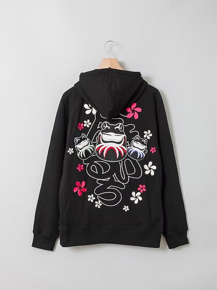 参丸一 サンマルイチ 和柄 パーカー メンズ カエル だるま蛙 SM-30808