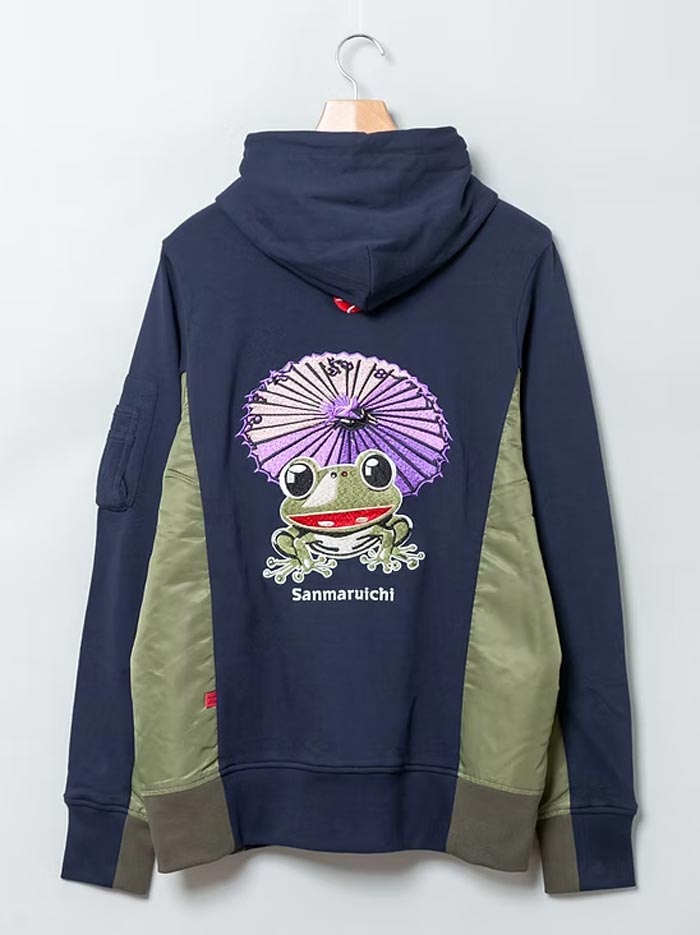 参丸一 サンマルイチ 和柄 パーカー メンズ カエル 蛇目蛙 SM-30853