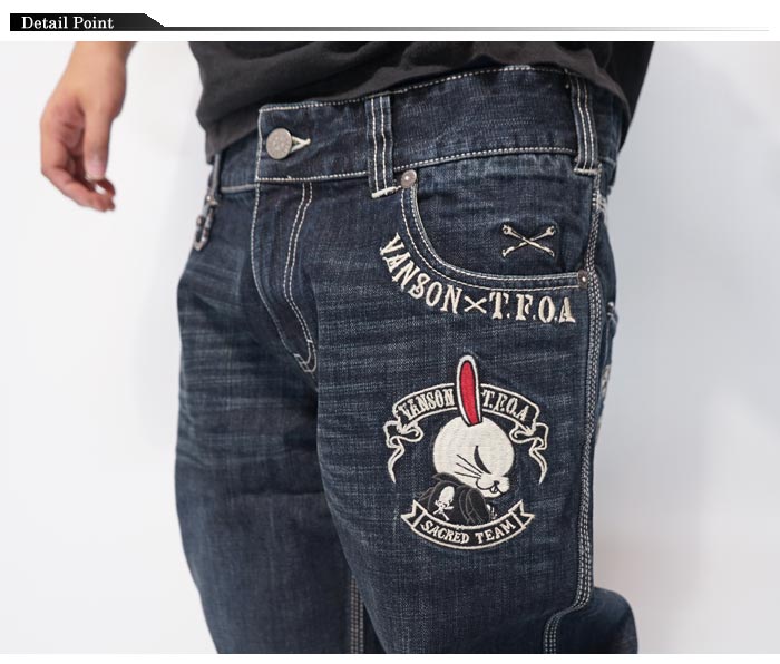 VANSON バンソン クローズ WORST コラボ デスラビット 刺繍 ジーンズ